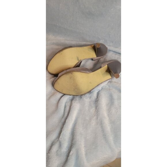 Michaelangelo Gray Satin Open Toe Slip On Heels Shoes Women's 5 1/2 - Picture 6 of 12